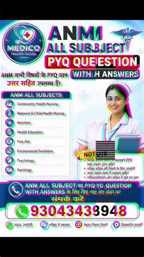 ANM All Subjects PYQ Questions with Answers | Complete Nursing Study Material PDF