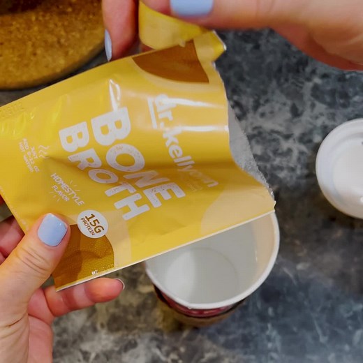 Dr. Kellyann’s Bone Broth takes all the hard work and guesswork out of getting the collagen-packed protein and nutrients you need to nourish your body, control hunger cravings, and even help smooth away wrinkles — without any cooking or prepping. All the delicious flavors, nutrients, and health benefits of home-prepared bone broth — in easy-to-prepare individual servings. | DrKellyann