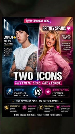 Eminem vs Britney Spears 🎤 Two Icons Who Changed Music Forever #shorts #eminem