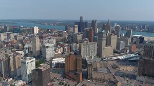 High Angle Aerial Shot Downtown Detroit Stock Footage Video (100% Royalty-free) 1058493208 | Shutterstock