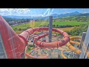 Red Water Slide 💦 at Waterpark Park Bešeňová 🇸🇰