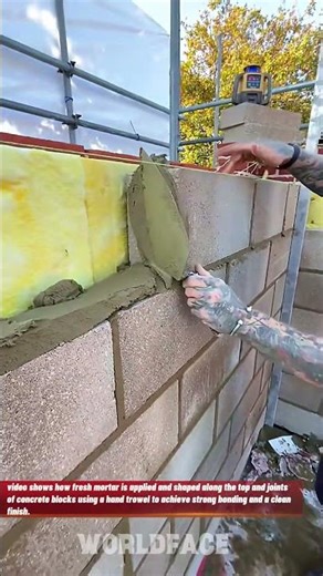 Professional Block Wall Mortar Finishing | Clean & Precise Masonry Technique