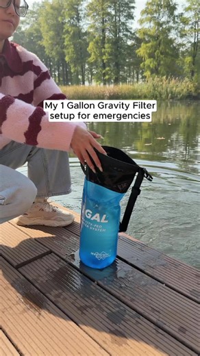 My one gallon gravity filter setup for emergencies.#waterfilter #waterpurifier #membranesolutions #survival #emergency #disaster