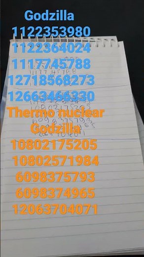 ID codes for Godzilla and Thermo nuclear Godzilla