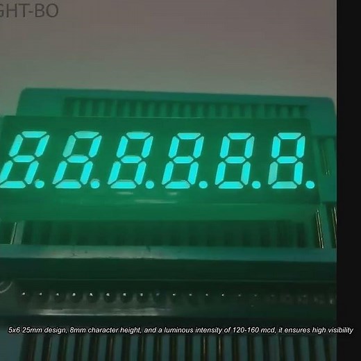 Green Small Size 6 Digit 7 Segment LED Display Common Cathode for Frequency Converter