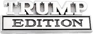 Trump Edition Emblem Car Side Rear Front Hood Trunk Door Fender Bumper Metal Badge 3D Decal Sticker Fit for F-150 F250 F350 Silverdo 1500 2500 Sierra GMC Chevy Truck SUV (Silver Black) (CR-TP)
