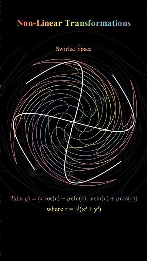 Non-Linear Transformations Visualized | z^2, Swirl, & Exponential Maps #maths #linear #shorts