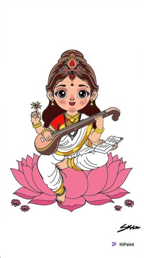 Ma Saraswati Drawings✨ Easy Hipaint Digital Art #shorts #art #drawing#hipaint #saraswati #digitalart