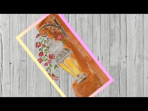 Beautiful Wall Lantern Painting 🎨 | Easy Watercolor Painting of Vintage Lamp & Flowers🖌️🎨🖌️🎨🖌️🎨