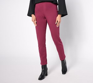 Susan Graver Weekend Petite Premium Stretch Slim Ankle Pant with Notch - QVC.com