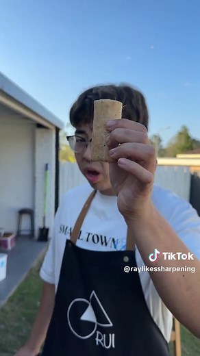 How well does ProEdge work? Show you on a yam!#fyp #knifesharpening #cutting