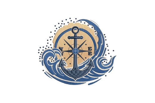Nautical Anchor Embroidery Design, Compass Waves Digital File, Instant Download - Etsy