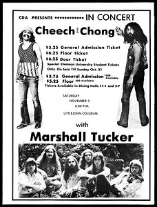 Nov 03, 1973: Cheech & Chong / The Marshall Tucker Band at Littlejohn Coliseum- Clemson University Clemson, South Carolina, United States | Concert Archives