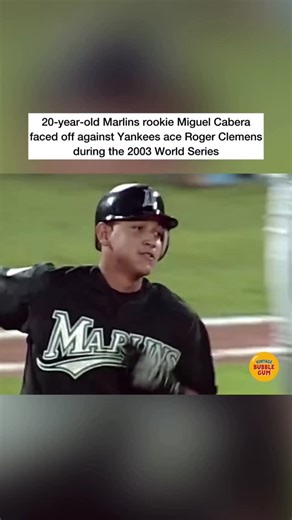 Vintage Bubble Gum on Instagram: "After finishing 5th for the NL Rookie of the Year, Miguel Cabrera helped lead the Florida Marlins to victory in the 2003 World Series. “Miggy” had his postseason break-out performance in the NLCS, connecting on three home runs while batting .333 during a 7-game series victory over the Chicago Cubs. The Marlins advanced to take on the heavily favored New York Yankees in the Fall Classic. In a seven-pitch at-bat in the first inning of Game 4, Cabera took Yankees a