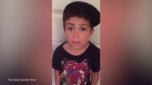 Hilarious moment son sees drawn on eyebrows after shaving his own