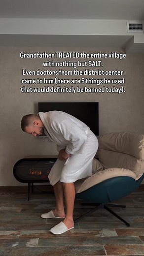 1. Salt in the socks at night He said salt pulls out heat like a sponge. People came with chills, fever, heaviness in the body. They put a pinch of dry salt in their socks before sleep and woke up feeling light, as if they had not been sick at all. No chemicals. Only warmth, wool and salt. Once a doctor brought a child whose fever would not go down for a week. By morning it dropped to 36.6. After that the doctor took bags of salt from him. 2. Throat and bronchi He made salt compresses without an