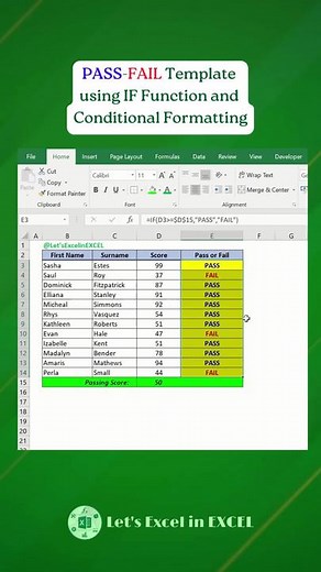 Excel Tips: Using IF Function for PASS-FAIL Template