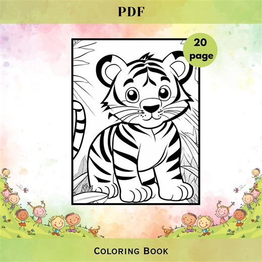 Tiger Coloring Pages | Jungle Animal Activity Book | Preschool Kids Learning Worksheets | Safari Theme Printable - Etsy