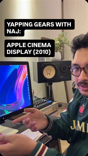 NAJ on Instagram: "sometimes its fine to prioritize design over 999999 hz refresh rate I’m using a monitor that makes less sense in the 2020s and that’s before you notice the chonky boy bezel. 2010 Apple Cinema Display. Old-school industrial design, still doing music, video edits, and the occasional Roblox run just fine. #yappinggearswithnaj #geartalk #applecinemadisplay #appledisplay #mac"