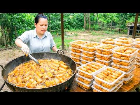 Crispy Recipe: How to Make Giant Spring Rolls and Sell them at the Market - Easy Homemade Cooking
