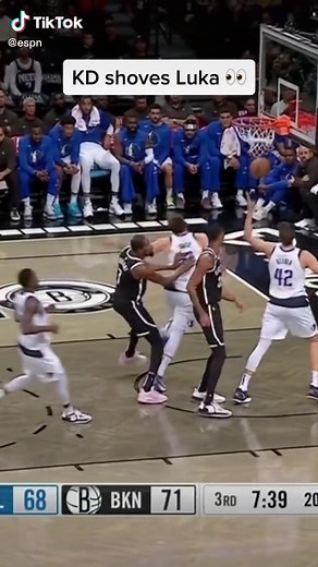 Luka took a fall after KD pushed him 😬 #nba #basketball #nets #mavs #KD #luka