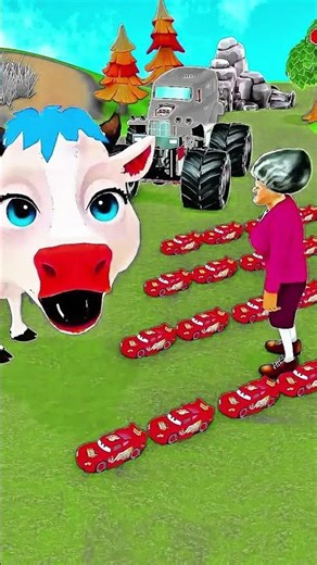 Scary Teacher and cow Why the cow eating car? #sanjubaba #scaryteacher #car #shorts #cartoon #funny