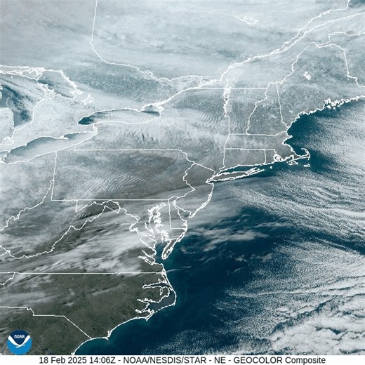 Current satellite imagery shows mainly clear skies across the region. Dry weather continues through the day with high temperatures in the teens and 20s. | US National Weather Service State College PA