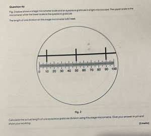 Question 4aFig. 2 below shows a stage micrometer scale and an ... | Filo