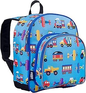 Wildkin 12-inch Kids Backpack – Padded, Adjustable, Ideal for Daycare & Travel - Trains, Planes, and Trucks