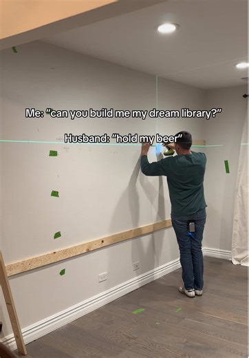 “I’m gonna build you the most beautiful bookshelf you’ve ever seen” 🥹😭 forever grateful to my husband and everyone else who helped create this🫶 #diybookshelf #builtinbookshelf #minilibrary #booklover #reading