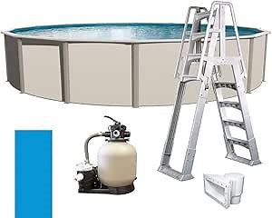 In The Swim 15' Round Above Ground Swimming Pool - Weekender Package - Featuring: Sand Filter, Pump System and A-Frame Ladder