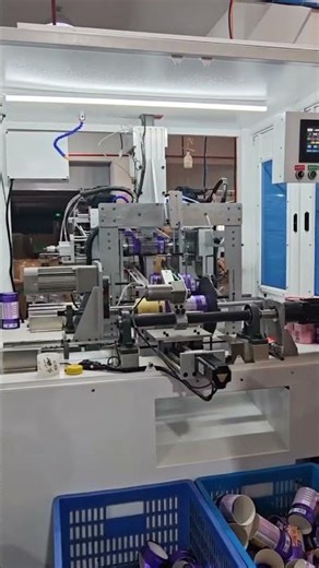 Automatic Paper Tube Labeling & Curling & Cutting On Line #papertubemachine #machine