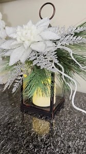Elegant Winter Lantern With Glittering Floral Accent and LED Candle - Etsy Australia
