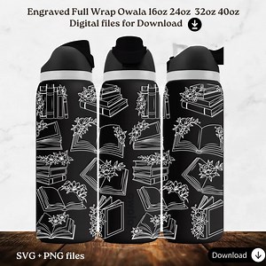 Floral Books Owala Tumbler Wrap: Laser Engraving SVG (digital Download) - Etsy