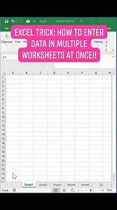 Excel Trick: How To Enter Data in Multiple Worksheets At Once in Excel!! #short, #multiple, #worksheets , #excel, For more videos please follow me on youtube PNG Technical Solutions: Youtube Link1 https://www.youtube.com/praveenpilani Link2: https://youtube.com/channel/UCC8feSeUoWzvgf9ZXu-5ZiQ Facebook https://www.facebook.com/praveen.sharma.75436531 Instagram #exceltips, #excel, #spreadsheets,#google, #googlesheets, #Exceltutorial, #math, #mathematics, #finance, #howto, #MicrosoftExcelTutorial,