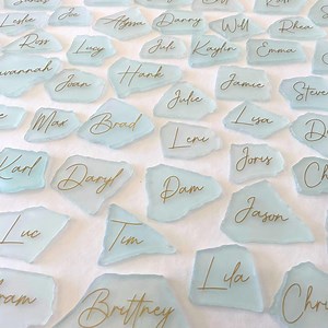 Sea Glass Name Place Card for Wedding | Sea Glass Wedding Decor | Personalised Name Card | Shell Place Card | Coastal Beach Wedding Decor - Etsy Australia