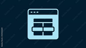 White MySQL code icon isolated on blue background. HTML Code symbol for your web site design. 4K Video motion graphic animation