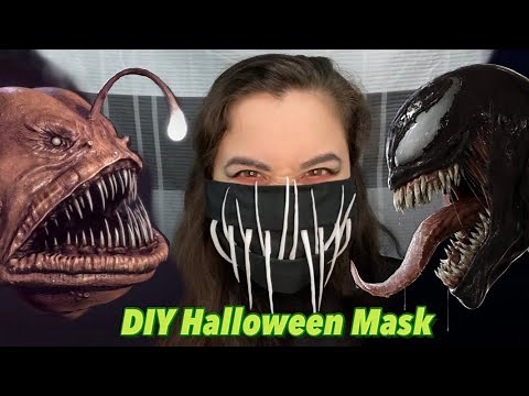 DIY Halloween Mask WITH TEETH: How to Make a VENOM Mask or ANGLERFISH Mask