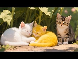 Kitten sleeping under the tree - Cat video - Cat meow