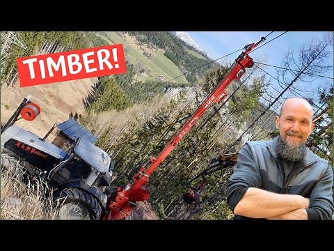 Timber harvesting on steep slopes with cable yarding system for tractor + excavator processor