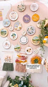 2.2K views · 35 reactions | Wondering how to display your embroidery hoops? 樂 Check out my reel here where I show you how I display mine and hang them on the wall to make a beautiful wall of handmade creations!  #embroideryhoopdisplay #modernembroidery #handmade | Clever Poppy | Facebook