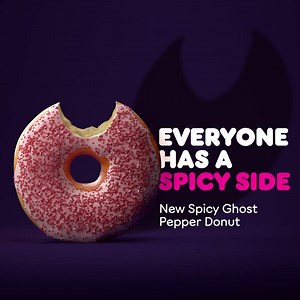 🔥 A donut… but make it SPICY!🔥 Introducing the Spicy Ghost Pepper Donut ft. strawberry flavored icing with cayenne & ghost pepper for a sweet heat treat at Dunkin’. 👻 🌶️ Grab one & show your spicy side. 🔥🍩 | Dunkin'