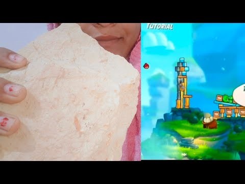 Angry birds game play and satisfaction crunch sound