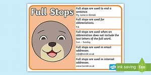 Grade 3 English Punctuation The Full Stop Poster (CAPS Aligned)