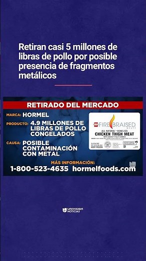 Nearly 5 million pounds of chicken recalled due to possible presence of metal fragments