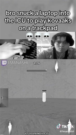 bro snuck a laptop into the ICU to play kovaaks on a trackpad 💀💀💀 #aimlab #kovaaks #aimtraining