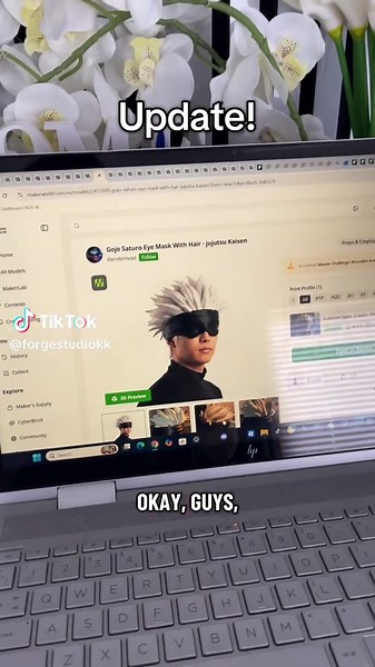 Come check back later to see if it failed or not😅#3dprint #makerworld #gojo #JJK