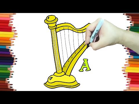 How to draw a HARP - Easy step-by-step drawings with the letter A
