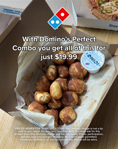 2 Medium 1-Topping Pizzas and 2 sides all for $19.99? Seems too good to be true. Feast your eyes (and your belly) on Domino’s Perfect Combo deal. 😩🤯 | Domino's Pizza