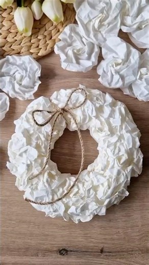 Paper Wreath made from Coffee Filters | Budget DIY Home Decor